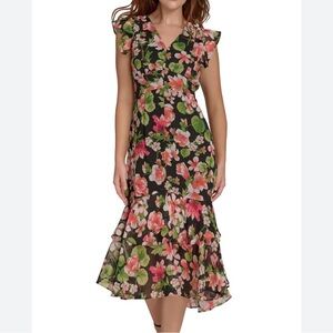 Tommy Hilfiger NEW Floral Chiffon Midi Dress NWT Sz 14